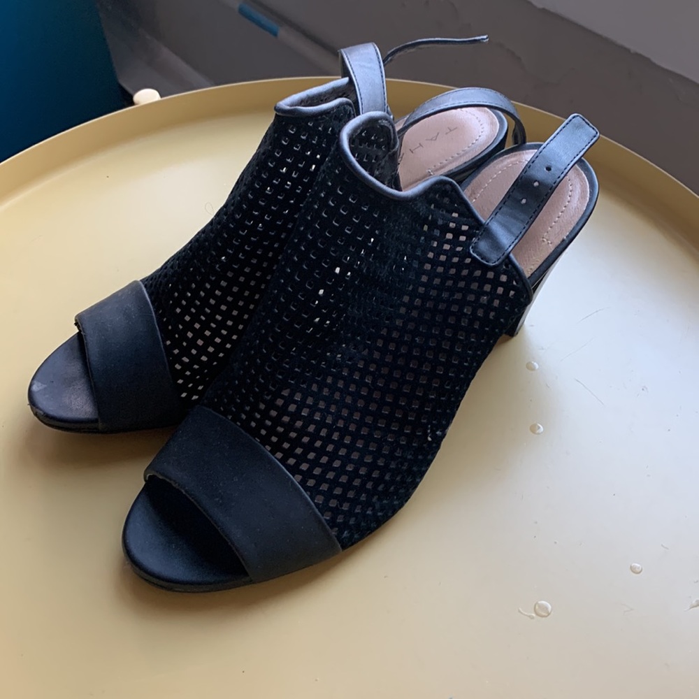 Tahari Eloise Perforated Slingback Caged Sandals